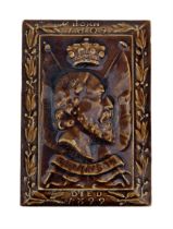Early 20th century commemorative tile paperweight
