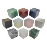 Ten cube mineral specimens
