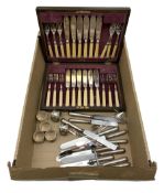 Cased set of twelve plated fish knives and forks