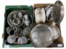 Quantity of hammered pewter items