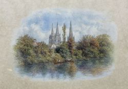 George Fall (British 1848-1925): Lichfield Cathedral from the South-West
