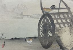 Ogata Gekko (Japanese 1859-1920): 'Chicken and Fuji'
