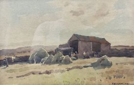 Fred Lawson (British 1888-1968): Workers Gathering Hay