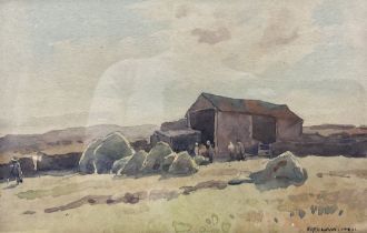 Fred Lawson (British 1888-1968): Workers Gathering Hay