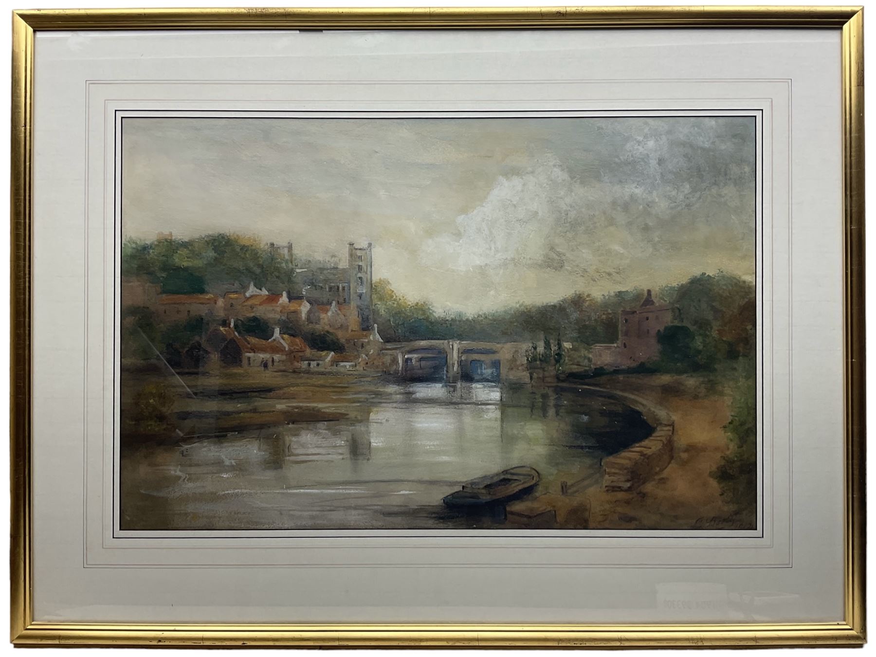 Frederick William Booty (British 1840-1924): River Landscape with Bridge and Cathedral - Image 2 of 3