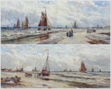 Charles 'Chas' Frederick Allbon (British 1856-1926): 'Dutch Fishing Boats Aground' and 'Waiting for