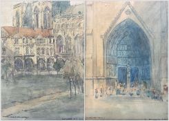Victor Noble Rainbird (British 1887-1936): 'Rouen' Cathedral and Cathédrale Notre-Dame d'Amiens