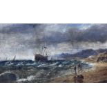 English School (19th century): Ship Offshore in Stormy Seas