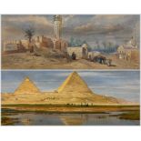 Attrib. Frank Dillon RA (British 1823-1909): Egypt - The Pyramids of Giza and Mosque