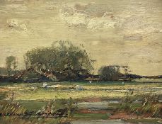 Kershaw Schofield (British 1872-1941): Yorkshire Landscape with Sheep
