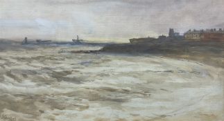 John Atkinson (Staithes Group 1863-1924): Tynemouth Beach Looking to the Priory