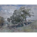 English Impressionist School (Early 20th century): Figures in a Rural Park