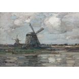 Kershaw Schofield (British 1872-1941): Dutch Landscape with Windmills