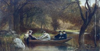Samuel Baldwin of Halifax (British 1818-1891): Victorian Figures in a Rowing Boat