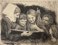 Bruno Heroux (German 1868-1944): Children Reading a Fairytale
