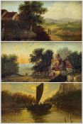 C Morrison (British 19th century): Country Scenes with Figures Cottage and Ship