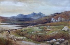 Albert William Ayling (British 1829-1905): Shepherd with Sheep 'Deganwy Wales'