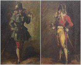 Italian School (19th century): Captain and Nobleman - Commedia Dell'Arte Character Tropes