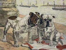 English School (Early 20th century): British Bulldogs on the Pier