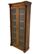 Victorian figured walnut enclosed bookcase