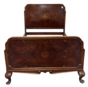 Early to mid-20th century figured walnut 4' 6'' double bedstead