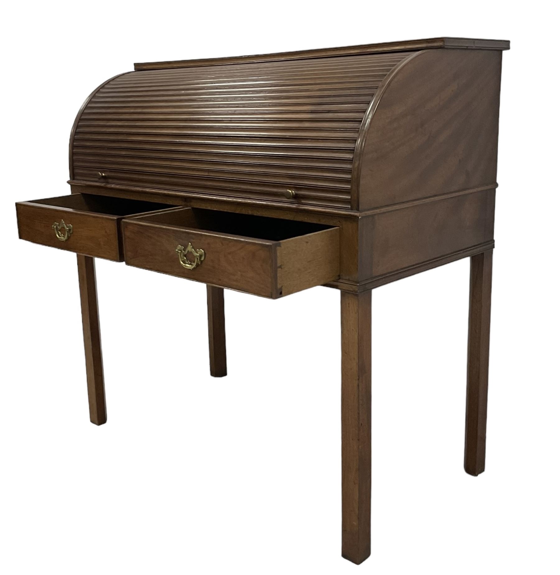 George III mahogany roll-top bureau - Image 5 of 12