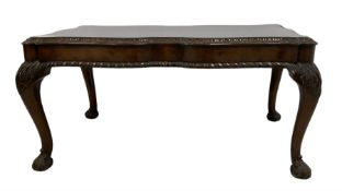 Queen Anne design figured walnut coffee table