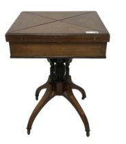 Late Victorian inlaid rosewood envelope card table
