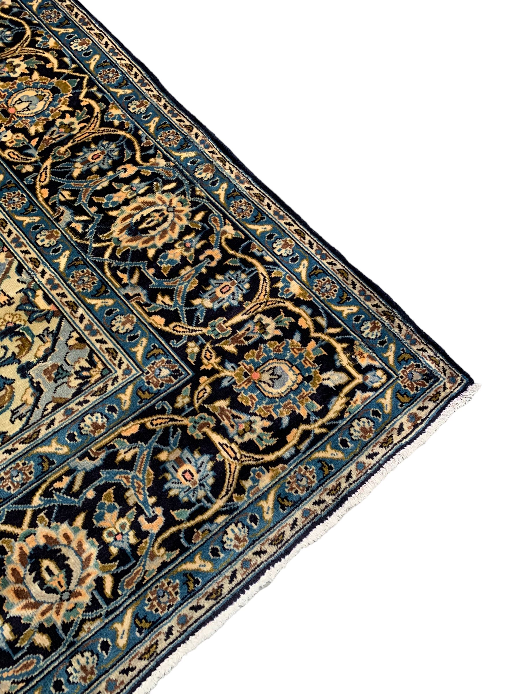 Persian Kashan indigo ground carpet - Image 9 of 10