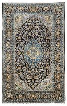 Persian Kashan indigo ground carpet