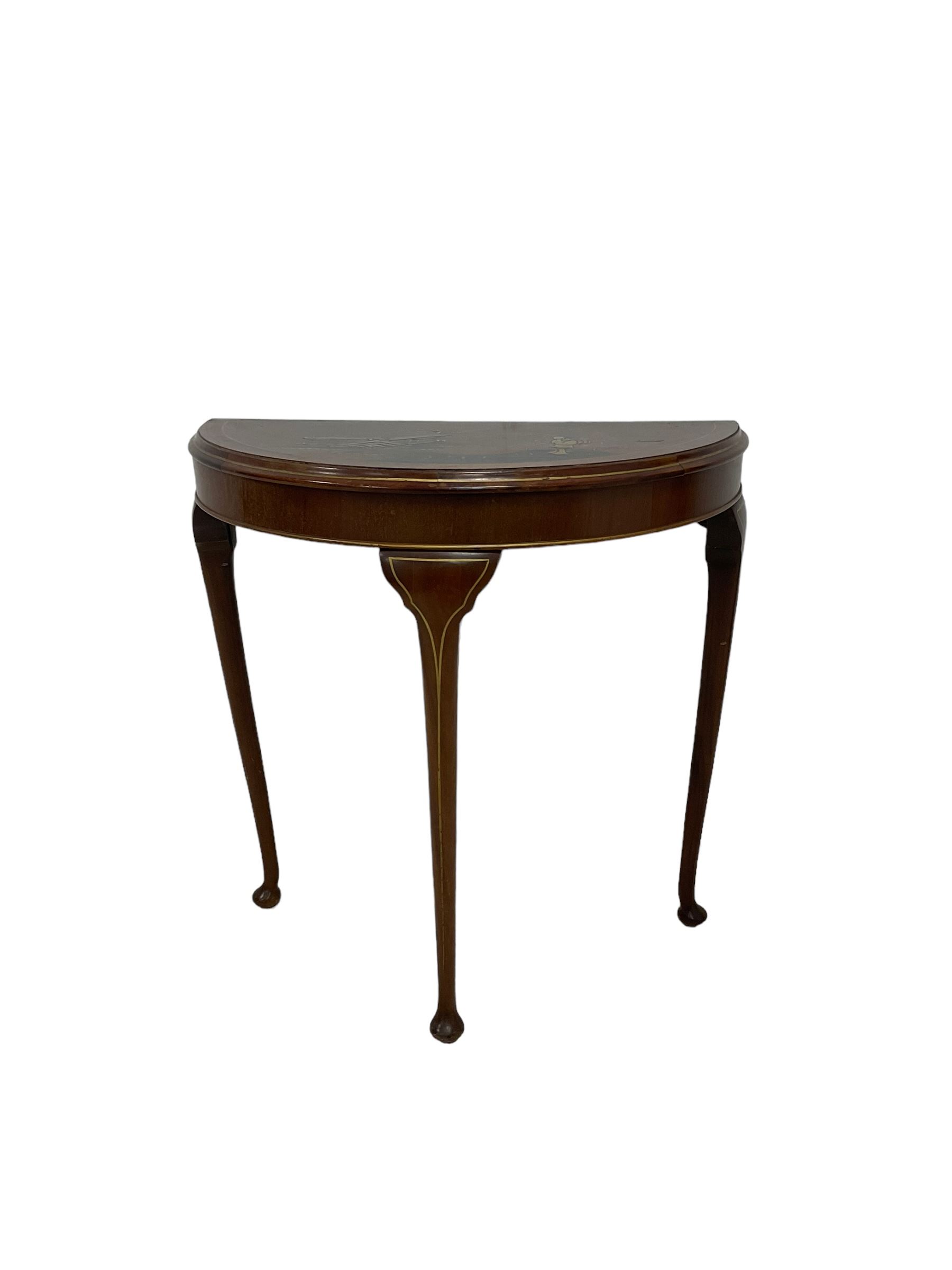 Early to mid-20th century demi-lune mahogany console table - Image 2 of 6