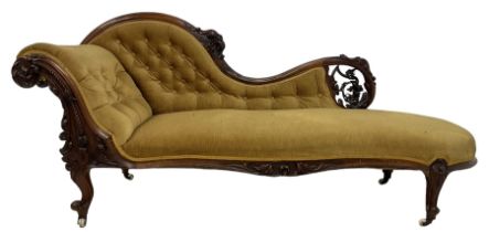 Victorian mahogany framed chaise longue