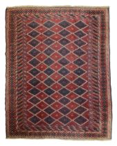 Meshwani indigo and maroon ground rug