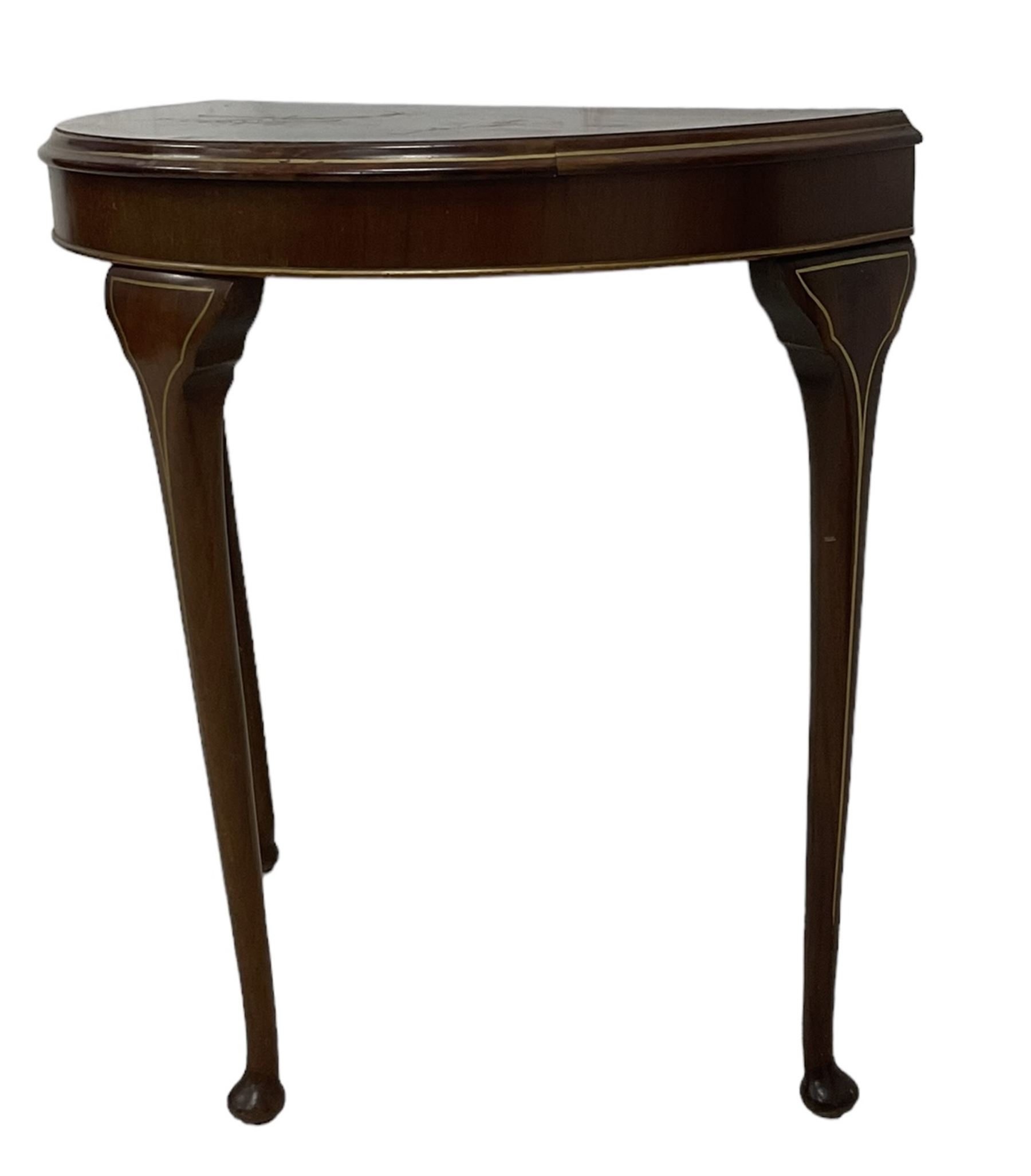 Early to mid-20th century demi-lune mahogany console table - Image 4 of 6