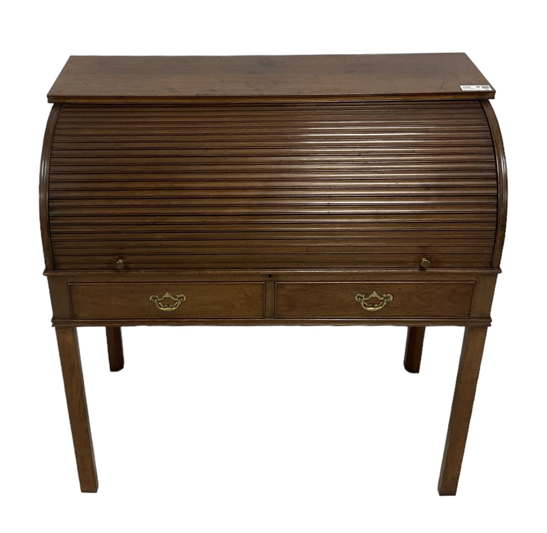 George III mahogany roll-top bureau - Image 3 of 12