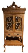20th century oak display cabinet