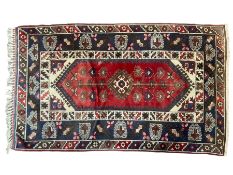 Turkish Dosemealti ivory blue and red ground rug