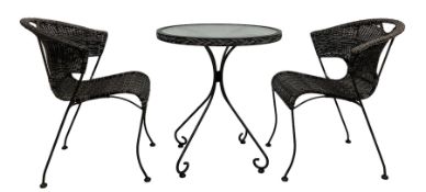 Circular glass and metal conservatory table (D64cm