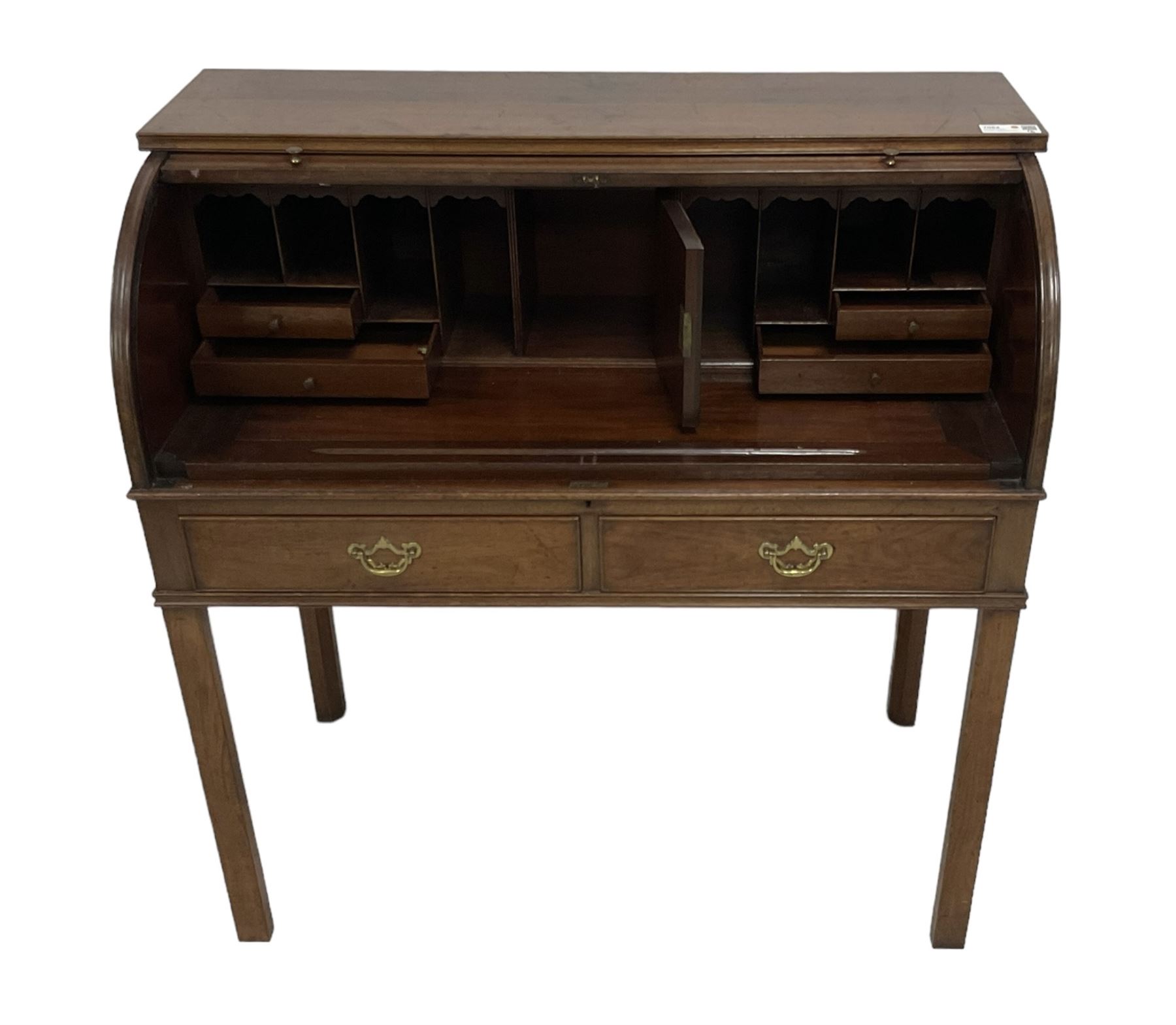 George III mahogany roll-top bureau - Image 8 of 12