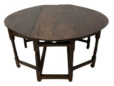 17th century oak drop-leaf dining table