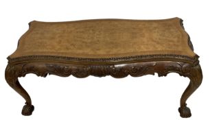 Mid-20th century figured walnut coffee table