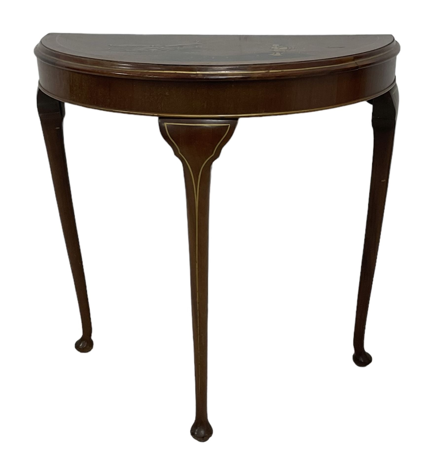 Early to mid-20th century demi-lune mahogany console table - Image 3 of 6