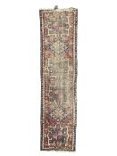 Antique Persian crimson ground runner rug