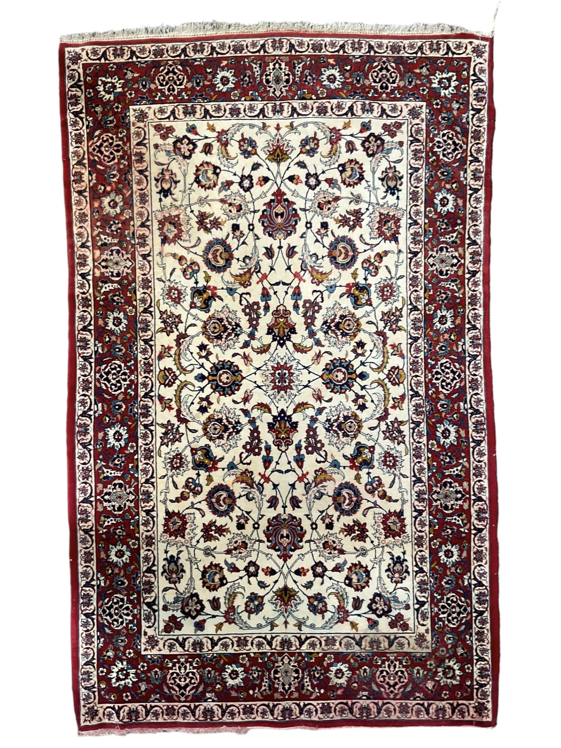 Persian Isfahan ivory ground finely woven rug