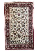 Persian Isfahan ivory ground finely woven rug