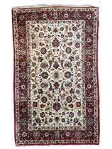 Persian Isfahan ivory ground finely woven rug