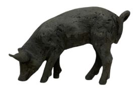 Cast composite garden figure of a piglet