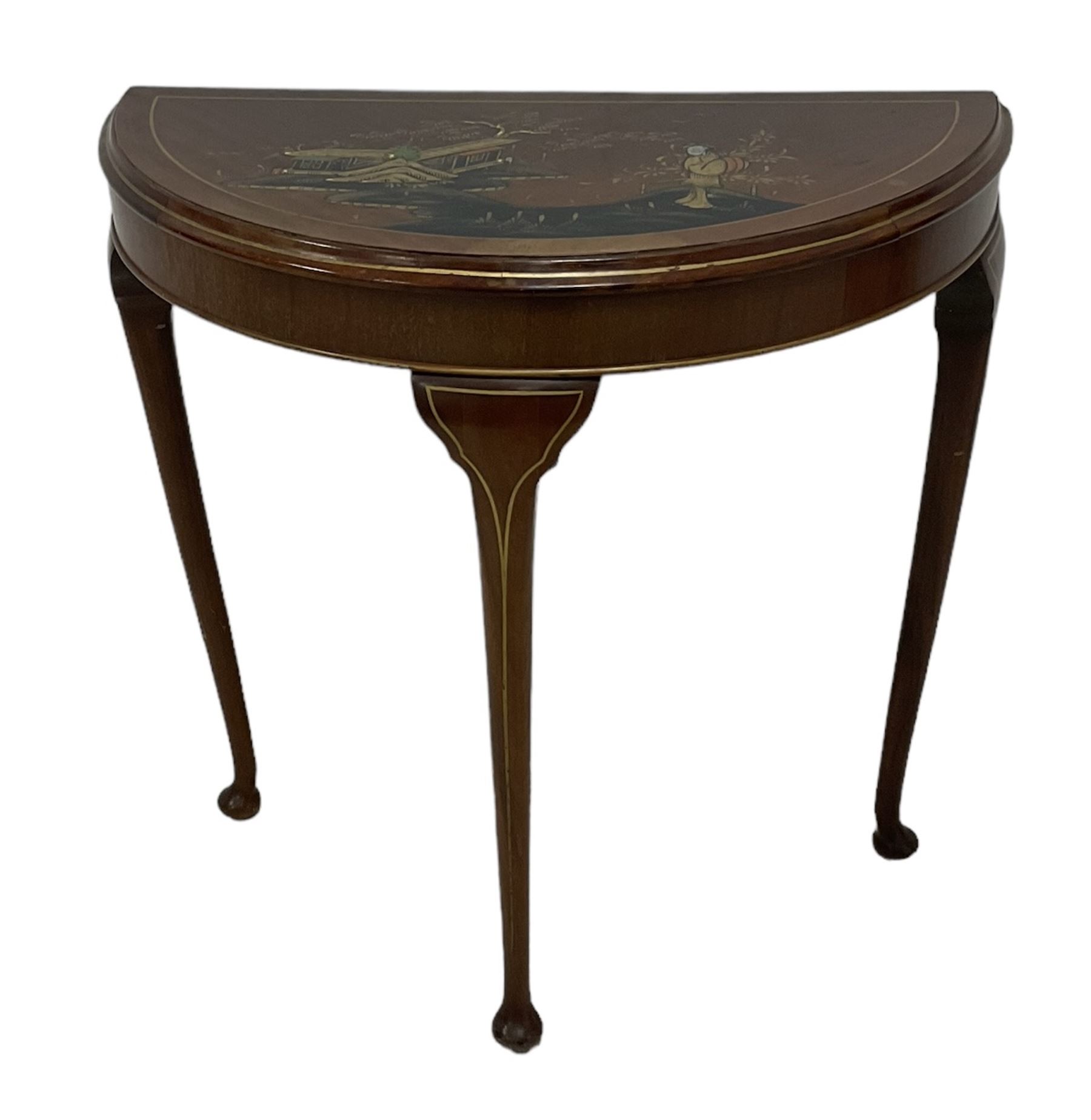 Early to mid-20th century demi-lune mahogany console table