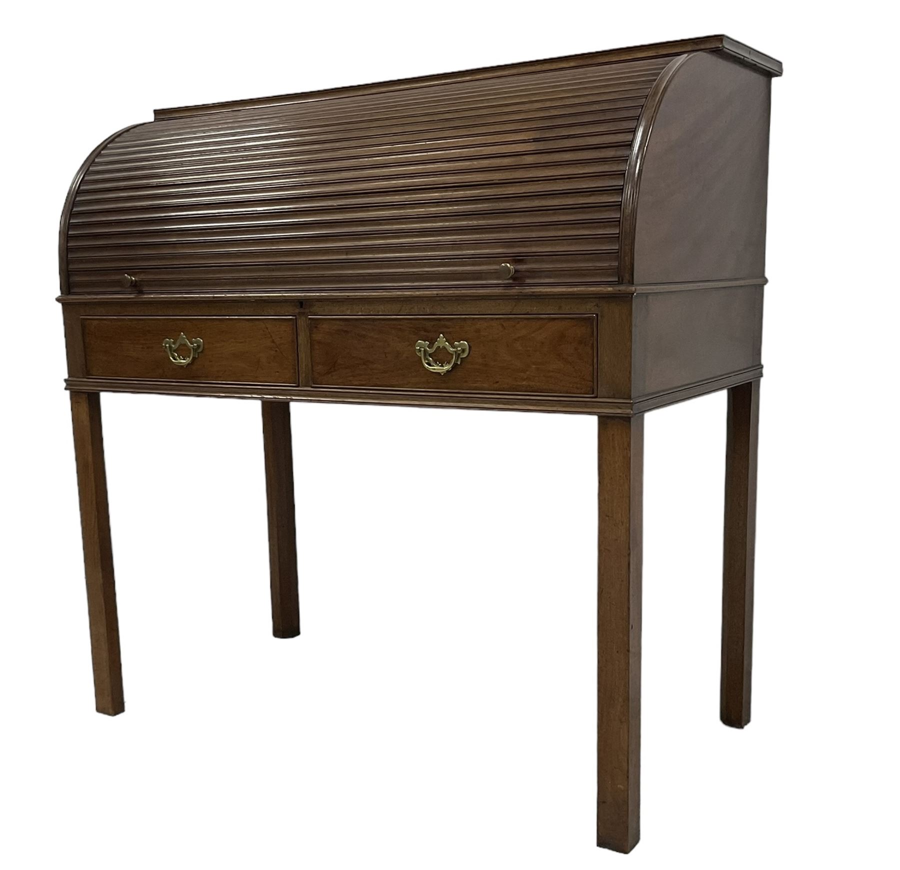 George III mahogany roll-top bureau - Image 2 of 12