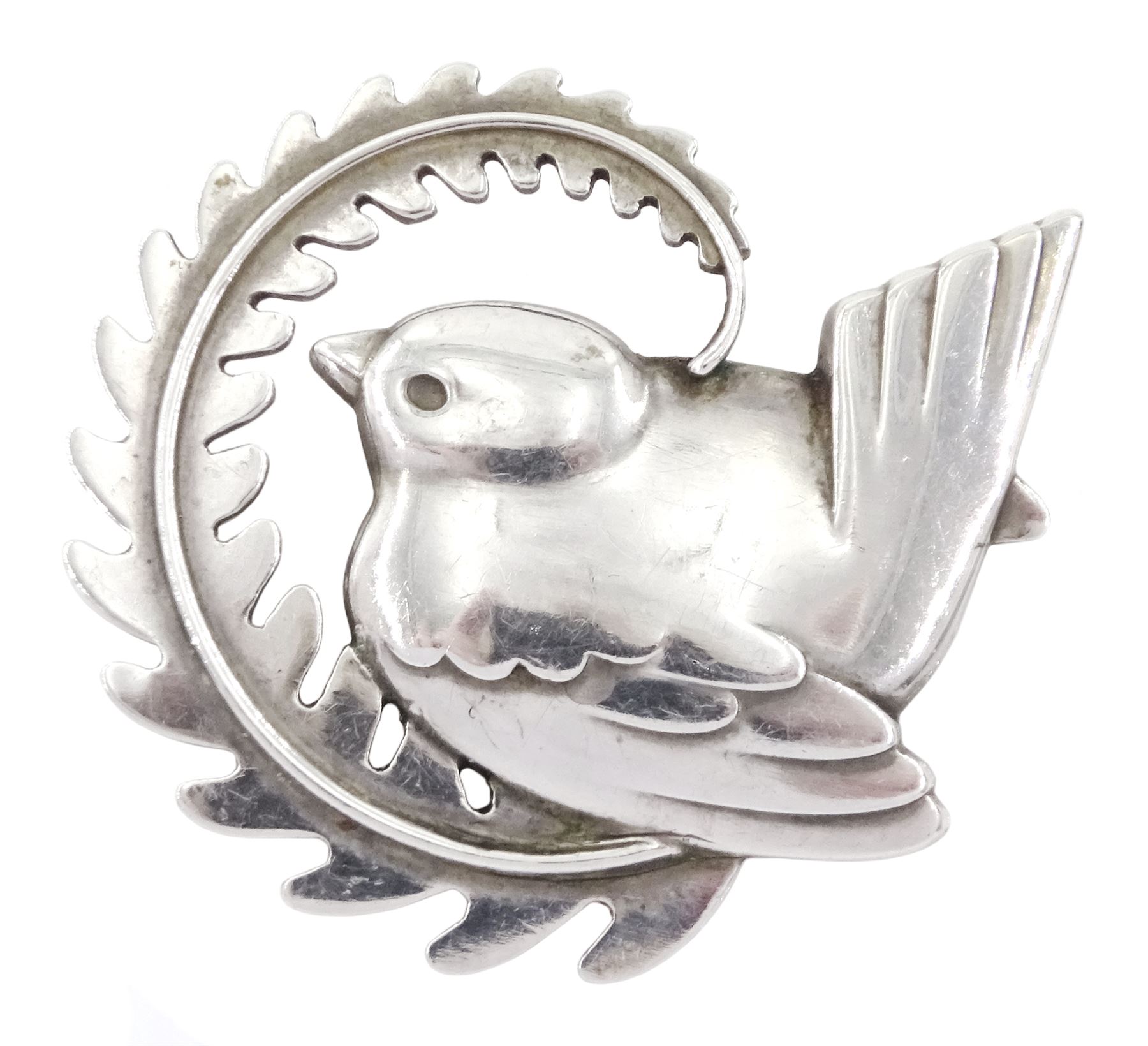 Georg Jensen silver bird and fern brooch